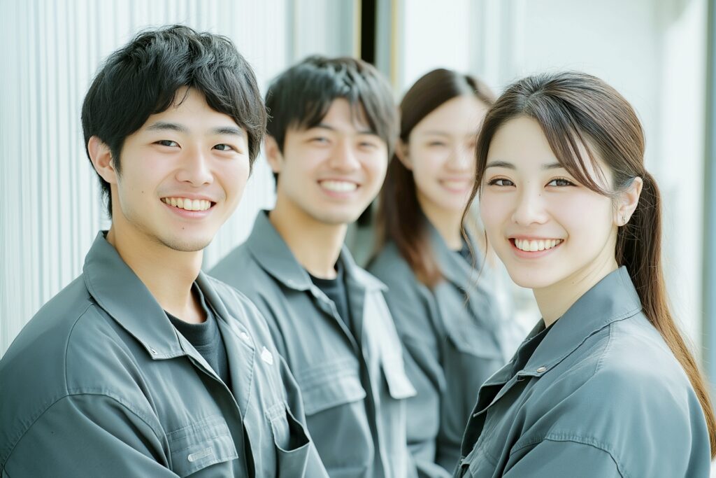 作業員たちの笑顔